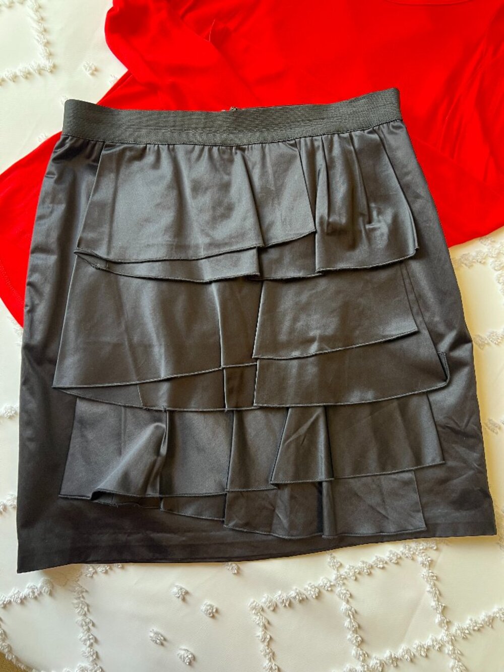 BCBGMAXAZRIA Black Tiered Ruffle Mini Skirt SIZE 6